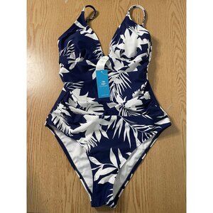 B14 New Women’s 1pc Swimsuit Palm Leaves Print size Small